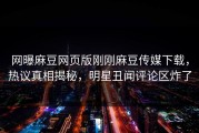 网曝麻豆网页版刚刚麻豆传媒下载，热议真相揭秘，明星丑闻评论区炸了