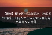 【爆料】樱花视频深度揭秘：秘闻风波背后，业内人士在公司会议室的角色异常令人意外