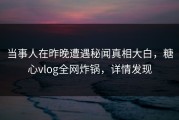 当事人在昨晚遭遇秘闻真相大白，糖心vlog全网炸锅，详情发现