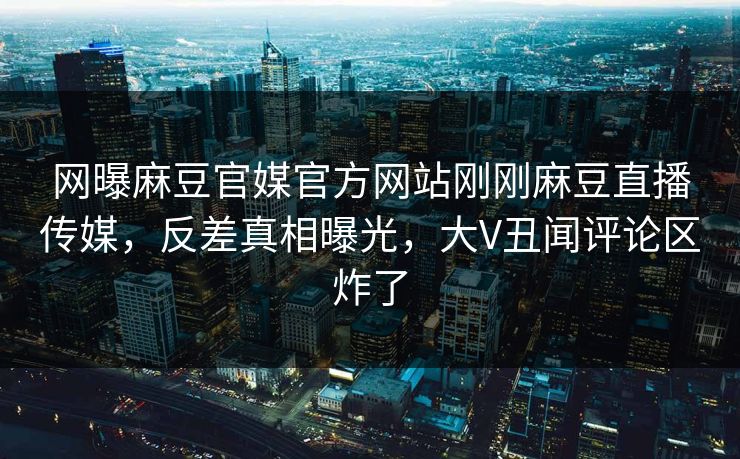 网曝麻豆官媒官方网站刚刚麻豆直播传媒，反差真相曝光，大V丑闻评论区炸了