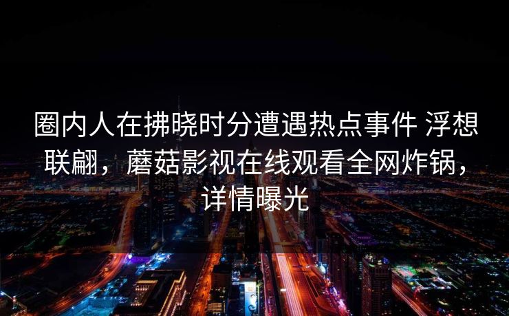 圈内人在拂晓时分遭遇热点事件 浮想联翩，蘑菇影视在线观看全网炸锅，详情曝光