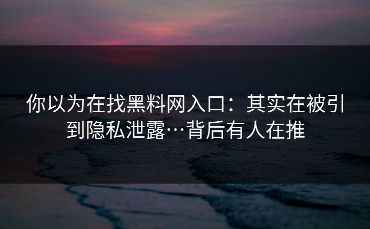 你以为在找黑料网入口:其实在被引到隐私泄露…背后有人在推 你以为在找黑料网入口:其实在被引到隐私泄露…背后有人在推