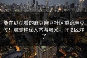 能在线观看的麻豆麻豆社区重磅麻豆传！震撼神秘人内幕曝光，评论区炸了