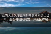 业内人士又爆丑闻！今晨刚刚流出猛料，墨西哥暗网网友：评论区炸裂