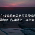 麻豆在线观看麻豆网页重磅麻豆传！震撼网红内幕曝光，真相大白