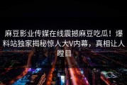 麻豆影业传媒在线震撼麻豆吃瓜！爆料站独家揭秘惊人大V内幕，真相让人瞠目