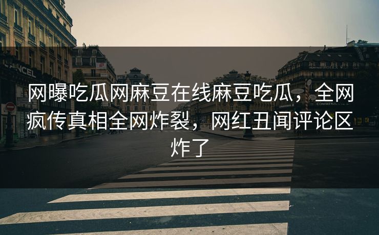 网曝吃瓜网麻豆在线麻豆吃瓜，全网疯传真相全网炸裂，网红丑闻评论区炸了