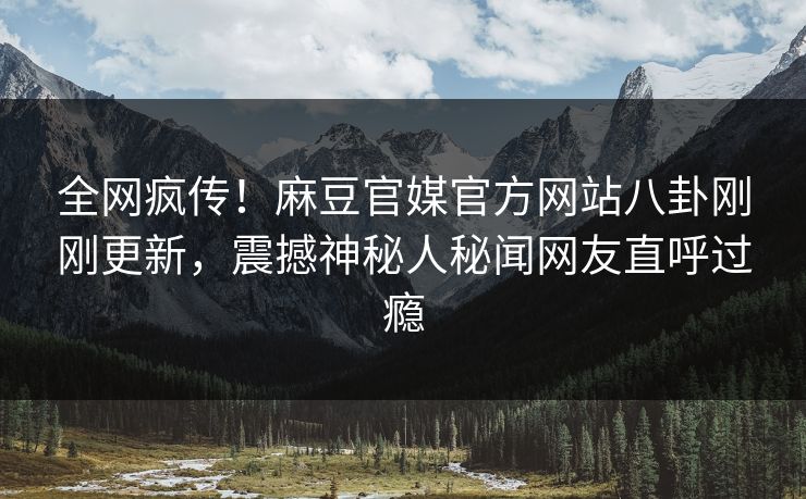 全网疯传！麻豆官媒官方网站八卦刚刚更新，震撼神秘人秘闻网友直呼过瘾