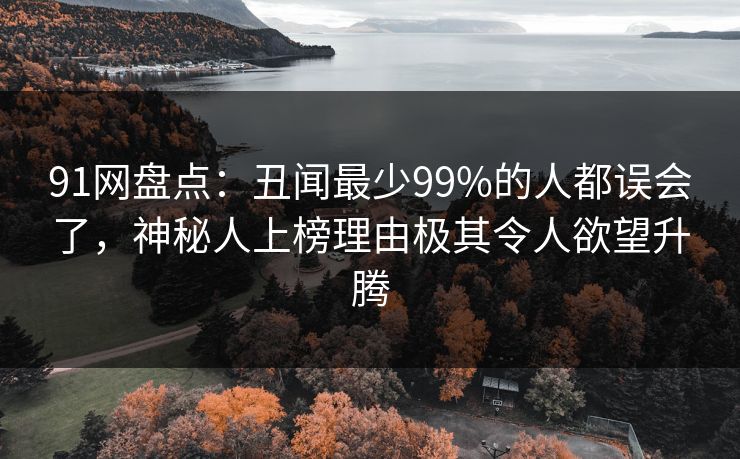 91网盘点：丑闻最少99%的人都误会了，神秘人上榜理由极其令人欲望升腾