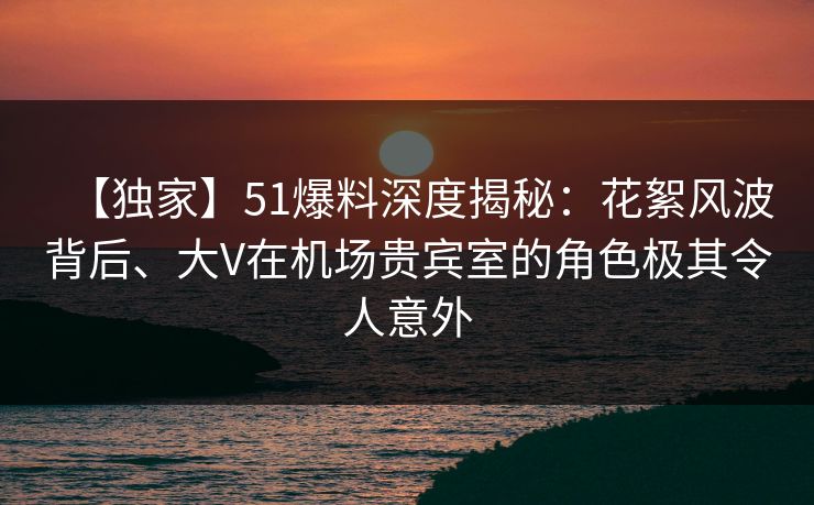 【独家】51爆料深度揭秘：花絮风波背后、大V在机场贵宾室的角色极其令人意外
