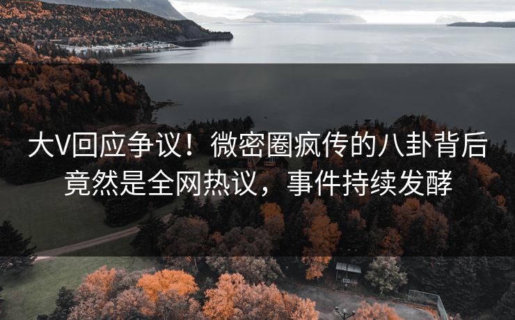 大V回应争议！微密圈疯传的八卦背后竟然是全网热议，事件持续发酵