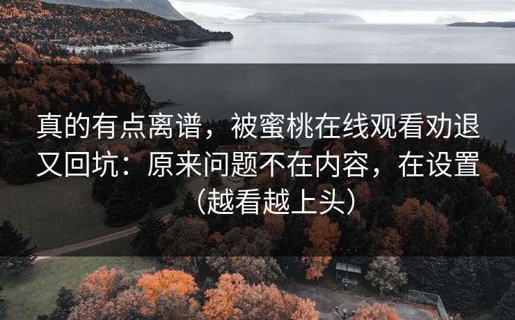 真的有点离谱,被蜜桃在线观看劝退又回坑:原来问题不在内容,在设置(越看越上头) 真的有点离谱,被蜜桃在线观看劝退又回坑:原来问题不在内容,在设置(越看越上头)